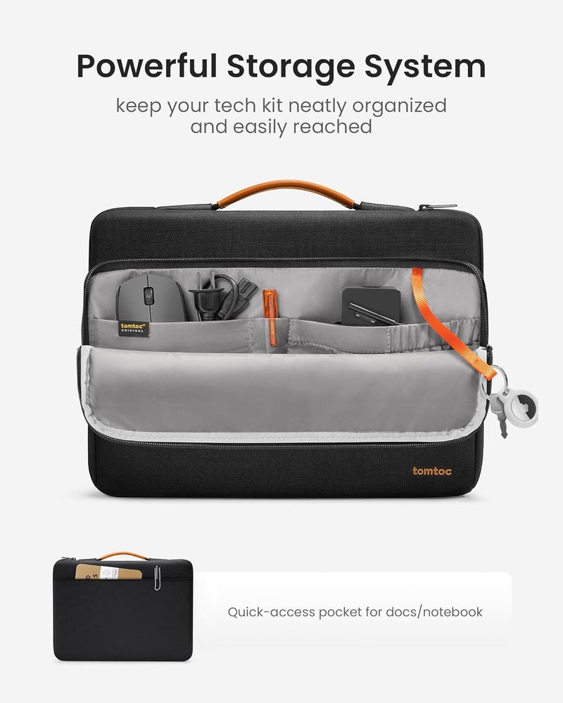 Tomtoc 360° Protective Laptop Sleeve for 13.5-14.4 Inch Surface Laptop 6/5/Studio 2/1, Surface Book, Water-Resistant Shockproof Carrying Case Bag for Acer Aspire/Swift, ASUS Vivobook/Zenbook 14, Black - Image 2